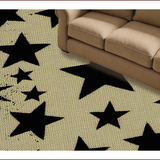 Ultra Soft Area Rug, Non Slip, Stain Resistant, Washable Area Rugs for Living Room, Bedroom, Rustic Stencil Star Entryway Jute Accent Rug(Beige)