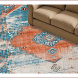 Ultra Soft Area Rug, Non Slip, Stain Resistant, Washable Area Rugs for Living Room, Bedroom, Vibrant Rustic Trellis Arrangement(Blue)