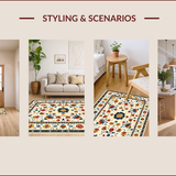 Ultra Soft Area Rug, Non Slip, Stain Resistant, Washable Area Rugs for Living Room, Bedroom, Floral Medallion Vintage(Beige)