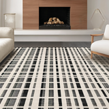 Ultra Soft Area Rug, Non Slip, Stain Resistant, Washable Area Rugs for Living Room, Bedroom, Monochrome Striped Rug, Modern Geometric Design(Gray)