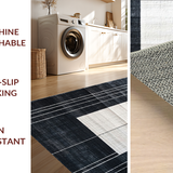 Ultra Soft Area Rug, Non Slip, Stain Resistant, Washable Area Rugs for Living Room, Bedroom, Chic Onyx and Chalk Stripe Floor Rug(Black)