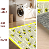 Ultra Soft Area Rug, Non Slip, Stain Resistant, Washable Area Rugs for Living Room, Bedroom, Nostalgic Beige Newspaper Print(Black)