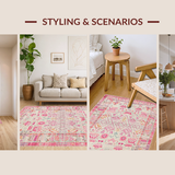Ultra Soft Area Rug, Non Slip, Stain Resistant, Washable Area Rugs for Living Room, Bedroom, Subtle Neutral Boho Chic Appeal(Pink)