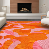 Ultra Soft Area Rug, Non Slip, Stain Resistant, Washable Area Rugs for Living Room, Bedroom, Charming Colorful Fluid Shapes(Orange)