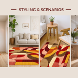 Ultra Soft Area Rug, Non Slip, Stain Resistant, Washable Area Rugs for Living Room, Bedroom, Eye-Catching Groovy Linear Elements(Brown)