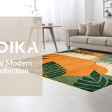 Ultra Soft Area Rug, Non Slip, Stain Resistant, Washable Area Rugs for Living Room, Bedroom, Dynamic Abstract Nature Theme(Orange)