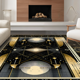 Ultra Soft Area Rug, Non Slip, Stain Resistant, Washable Area Rugs for Living Room, Bedroom, Chic Abstract Geometric Aesthetic(Gold)