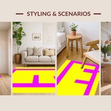 Ultra Soft Area Rug, Non Slip, Stain Resistant, Washable Area Rugs for Living Room, Bedroom, Dynamic 90s Inspired Geometric Fusion(Yellow)