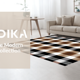 Ultra Soft Area Rug, Non Slip, Stain Resistant, Washable Area Rugs for Living Room, Bedroom, Festive Dotted Plaid Composition(Brown)