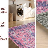 Ultra Soft Area Rug, Non Slip, Stain Resistant, Washable Area Rugs for Living Room, Bedroom, Sleek Contemporary Diamond Arrangement(Pink)
