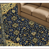 Ultra Soft Area Rug, Non Slip, Stain Resistant, Washable Area Rugs for Living Room, Bedroom, Chic Gold and White Lattice Pattern(Blue)