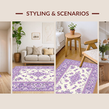 Ultra Soft Area Rug, Non Slip, Stain Resistant, Washable Area Rugs for Living Room, Bedroom, Tranquil Lilac Nature Inspired(Purple)
