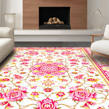 Ultra Soft Area Rug, Non Slip, Stain Resistant, Washable Area Rugs for Living Room, Bedroom, Elegant Playful Blossom Composition(White)