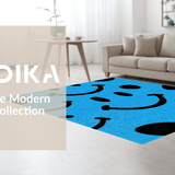 Ultra Soft Area Rug, Non Slip, Stain Resistant, Washable Area Rugs for Living Room, Bedroom, Preppy Cool Round Accent(Blue)