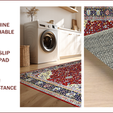 Ultra Soft Area Rug, Non Slip, Stain Resistant, Washable Area Rugs for Living Room, Bedroom, Cozy Cream and Red Tiled Motif(Red)