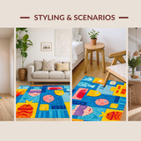 Ultra Soft Area Rug, Non Slip, Stain Resistant, Washable Area Rugs for Living Room, Bedroom, Ocean Buddies Learning Rug: Number & Shape Kids Play Carpet(Blue)