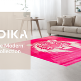 Ultra Soft Area Rug, Non Slip, Stain Resistant, Washable Area Rugs for Living Room, Bedroom, Elegant Safari Inspired Motif(Pink)