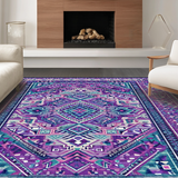 Ultra Soft Area Rug, Non Slip, Stain Resistant, Washable Area Rugs for Living Room, Bedroom, Whimsical Multicolor Textile Art(Purple)