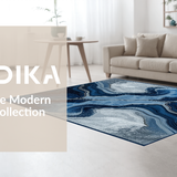 Ultra Soft Area Rug, Non Slip, Stain Resistant, Washable Area Rugs for Living Room, Bedroom, Dynamic Asymmetrical Marble Aesthetic(Blue)
