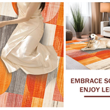 Ultra Soft Area Rug, Non Slip, Stain Resistant, Washable Area Rugs for Living Room, Bedroom, Striking Warm Abstract Pattern(Orange)