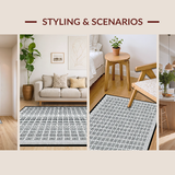 Ultra Soft Area Rug, Non Slip, Stain Resistant, Washable Area Rugs for Living Room, Bedroom, Luxurious Neutral Diamond Motif(Gray)