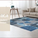 Ultra Soft Area Rug, Non Slip, Stain Resistant, Washable Area Rugs for Living Room, Bedroom, Sophisticated Geometric Earthy Palette(Blue)