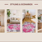 Ultra Soft Area Rug, Non Slip, Stain Resistant, Washable Area Rugs for Living Room, Bedroom, Elegant Soft Pink Lattice Design(Pink)