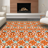 Ultra Soft Area Rug, Non Slip, Stain Resistant, Washable Area Rugs for Living Room, Bedroom, Luxurious Curved Trellis Composition(Orange)