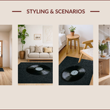 Ultra Soft Area Rug, Non Slip, Stain Resistant, Washable Area Rugs for Living Room, Bedroom, Retro Music Record Bedroom Non-Slip Vinyl Rug(Black)