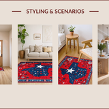 Ultra Soft Area Rug, Non Slip, Stain Resistant, Washable Area Rugs for Living Room, Bedroom, Vibrant Americana Textured Design(Red)