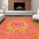 Ultra Soft Area Rug, Non Slip, Stain Resistant, Washable Area Rugs for Living Room, Bedroom, Charming Colorful Abstract Motif(Orange)
