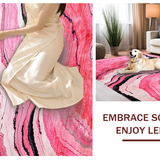 Ultra Soft Area Rug, Non Slip, Stain Resistant, Washable Area Rugs for Living Room, Bedroom, Luxurious Abstract Expressionist Motif(Pink)