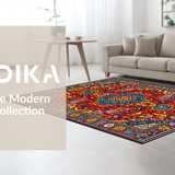 Ultra Soft Area Rug, Non Slip, Stain Resistant, Washable Area Rugs for Living Room, Bedroom, Eclectic Multicolor Textured Weave(Red)