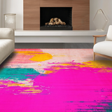 Ultra Soft Area Rug, Non Slip, Stain Resistant, Washable Area Rugs for Living Room, Bedroom, Radiant Contemporary Gradient Patterns(Pink)
