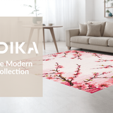 Ultra Soft Area Rug, Non Slip, Stain Resistant, Washable Area Rugs for Living Room, Bedroom, Serene Minimalist Cherry Blossom Style(Pink)