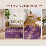 Ultra Soft Area Rug, Non Slip, Stain Resistant, Washable Area Rugs for Living Room, Bedroom, Charming Distressed Geometric Flair(Purple)