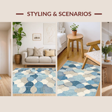 Ultra Soft Area Rug, Non Slip, Stain Resistant, Washable Area Rugs for Living Room, Bedroom, Unique Handcrafted Boho Elegance(Blue)