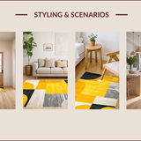 Ultra Soft Area Rug, Non Slip, Stain Resistant, Washable Area Rugs for Living Room, Bedroom, Chic Geometric Yellow Grey Fusion(Yellow)