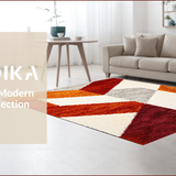 Ultra Soft Area Rug, Non Slip, Stain Resistant, Washable Area Rugs for Living Room, Bedroom, Rust Ivory Geometric Living Room Shag Rug(Orange)