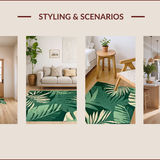 Ultra Soft Area Rug, Non Slip, Stain Resistant, Washable Area Rugs for Living Room, Bedroom, Botanical Green Nature Motif(Green)