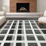 Ultra Soft Area Rug, Non Slip, Stain Resistant, Washable Area Rugs for Living Room, Bedroom, Linear Rhythm: Woven Stripe Accent Rug, Graphic Decor(Gray)