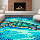 Ultra Soft Area Rug, Non Slip, Stain Resistant, Washable Area Rugs for Living Room, Bedroom, Serene Marine Life Composition(Blue)