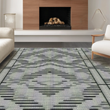 Ultra Soft Area Rug, Non Slip, Stain Resistant, Washable Area Rugs for Living Room, Bedroom, Rustic Abstract Linear Composition(Gray)