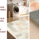 Ultra Soft Area Rug, Non Slip, Stain Resistant, Washable Area Rugs for Living Room, Bedroom, Modern Geometric Pattern Rug with Peach Tones and Gold Linework Accents(Beige)