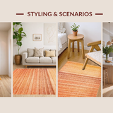 Ultra Soft Area Rug, Non Slip, Stain Resistant, Washable Area Rugs for Living Room, Bedroom, Distressed Ombre Rug with Rustic Hues and Abstract Linear Overlay Design(Orange)