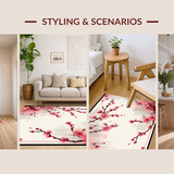 Ultra Soft Area Rug, Non Slip, Stain Resistant, Washable Area Rugs for Living Room, Bedroom, Vibrant Botanical Artistry Theme(Pink)