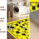 Ultra Soft Area Rug, Non Slip, Stain Resistant, Washable Area Rugs for Living Room, Bedroom, Elegant Floral Hexagonal Arrangement(Yellow)