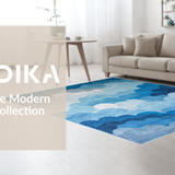 Ultra Soft Area Rug, Non Slip, Stain Resistant, Washable Area Rugs for Living Room, Bedroom, Contemporary Cool Hue Arrangement(Blue)
