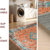 Ultra Soft Area Rug, Non Slip, Stain Resistant, Washable Area Rugs for Living Room, Bedroom, Stylish Teal and Orange Palette(Orange)