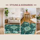 Ultra Soft Area Rug, Non Slip, Stain Resistant, Washable Area Rugs for Living Room, Bedroom, Artistic Vintage Distressed Appeal(Blue)